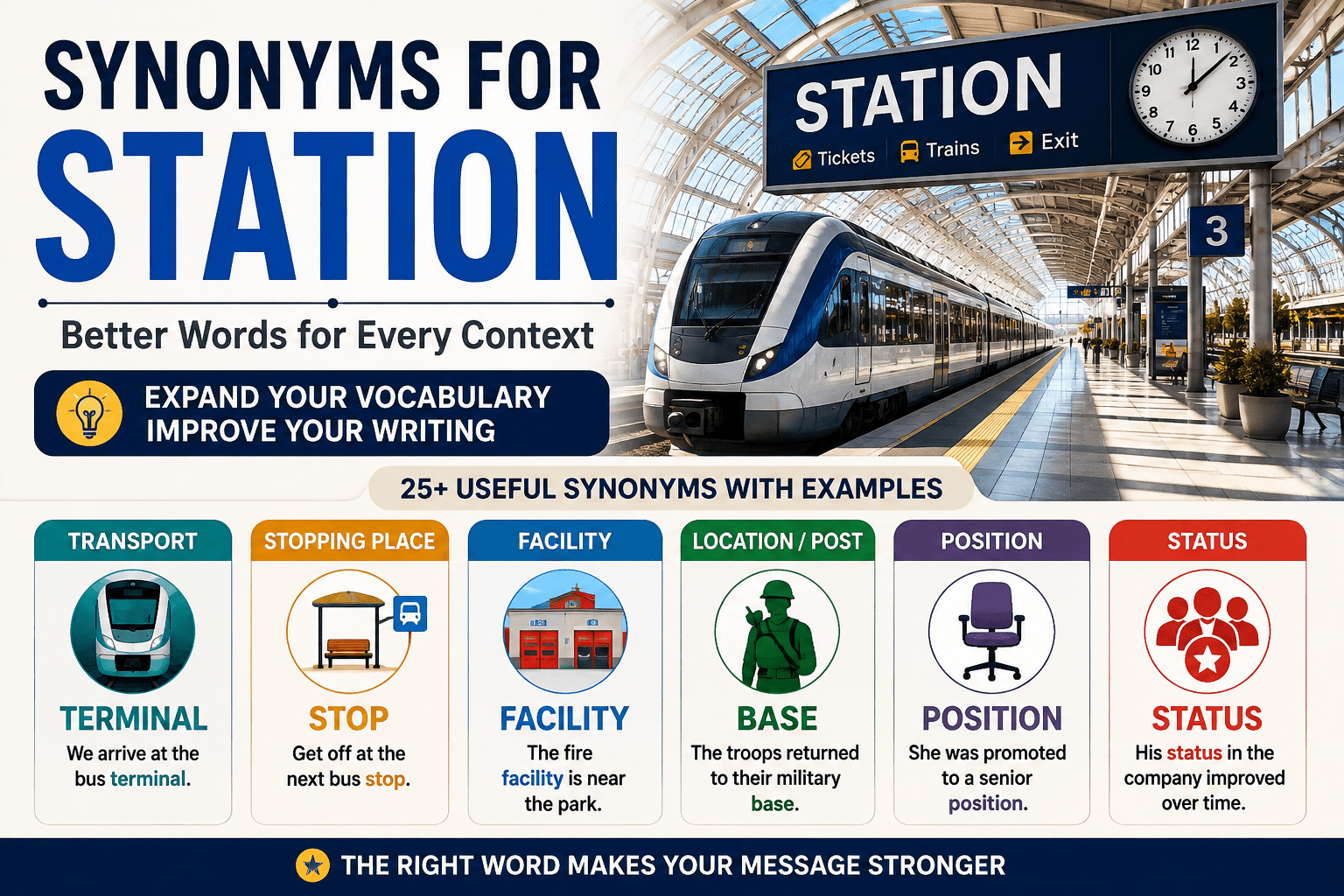 synonyms for station